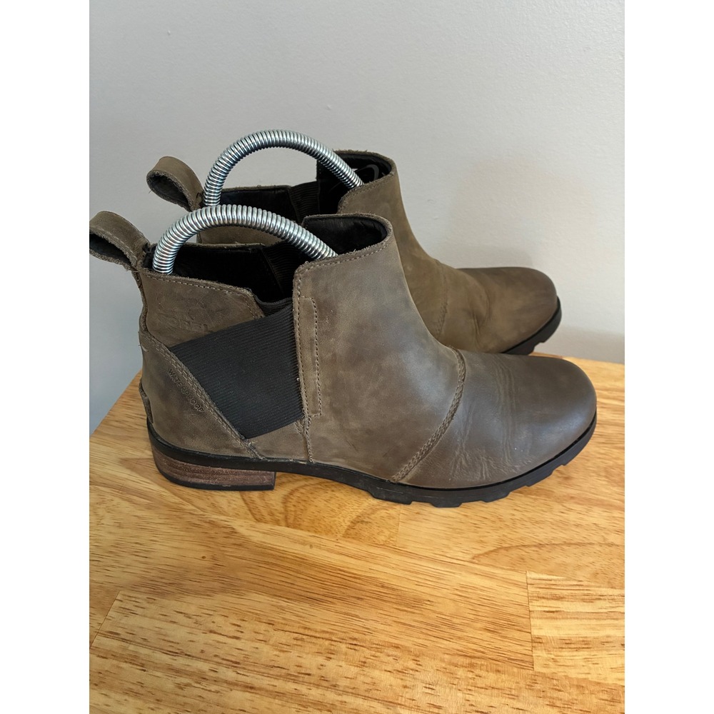 Sorel Emelie Chelsea Waterproof Leather Boots Major Quarry NL2671-053 Women 8